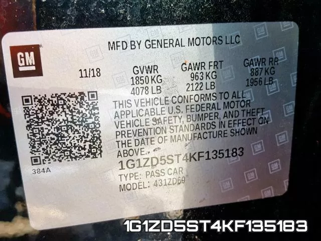 1G1ZD5ST4KF135183 фото 2