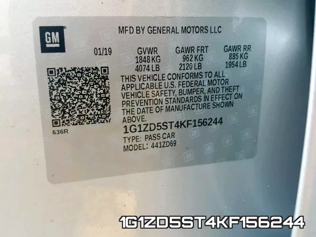1G1ZD5ST4KF156244 фото 2