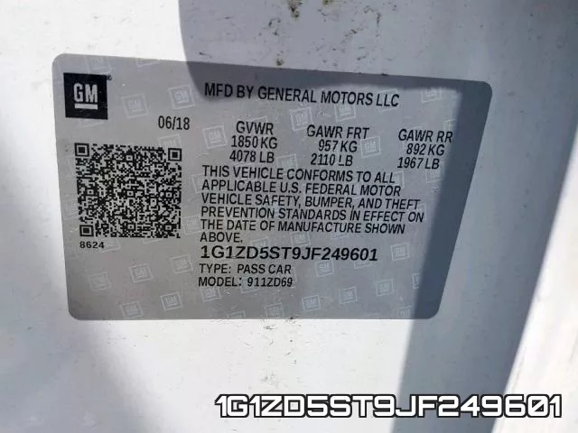 1G1ZD5ST9JF249601 фото 2