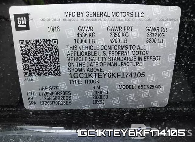 1GC1KTEY6KF174105 фото 10
