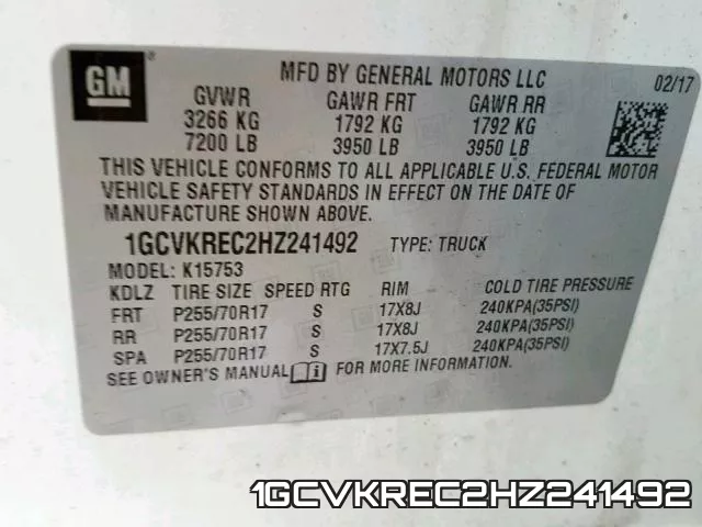 1GCVKREC2HZ241492 фото 2