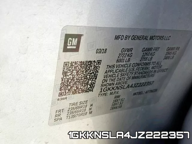 1GKKNSLA4JZ222357 фото 2