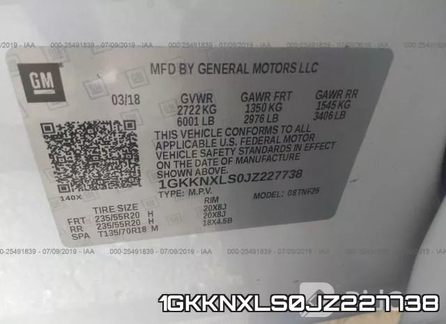 1GKKNXLS0JZ227738 фото 10
