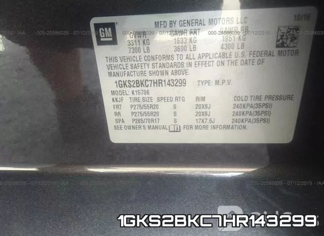 1GKS2BKC7HR143299 фото 10