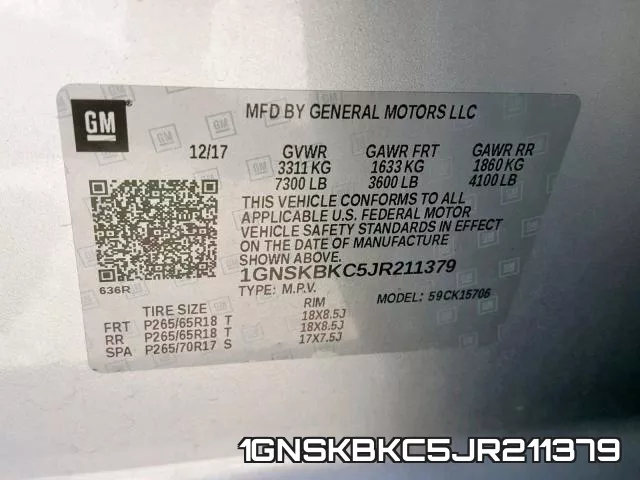 1GNSKBKC5JR211379 фото 2