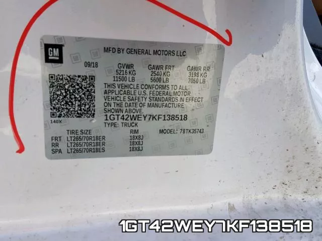 1GT42WEY7KF138518 фото 2