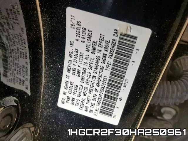 1HGCR2F30HA250961 фото 2