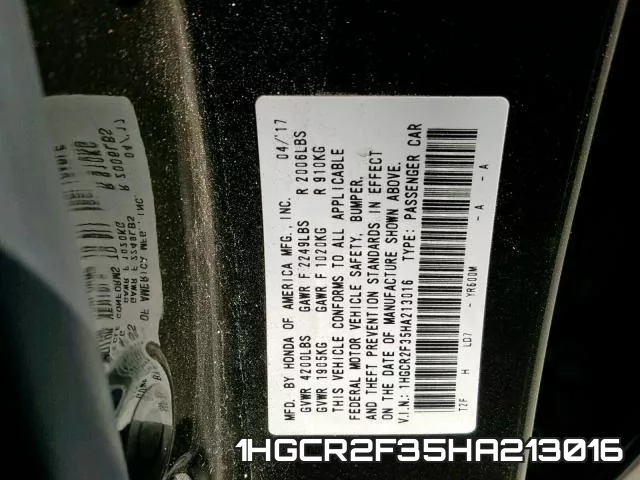 1HGCR2F35HA213016 фото 2