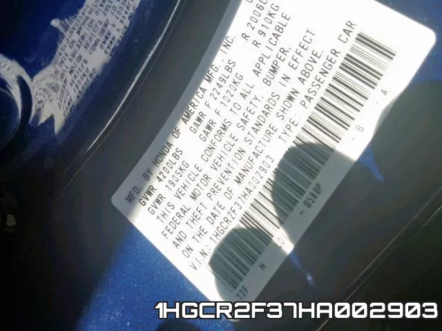 1HGCR2F37HA002903 фото 2