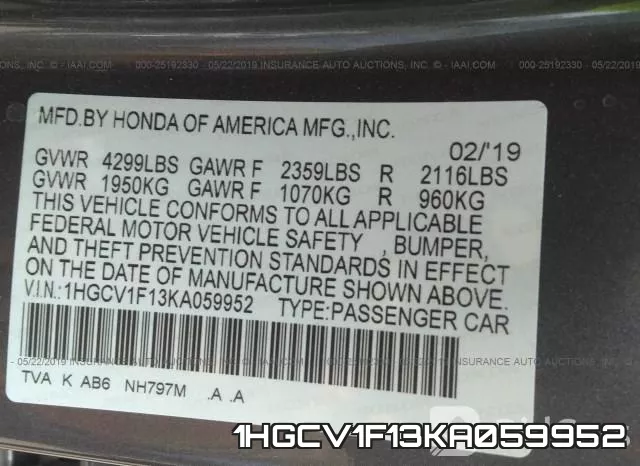 1HGCV1F13KA059952 фото 9