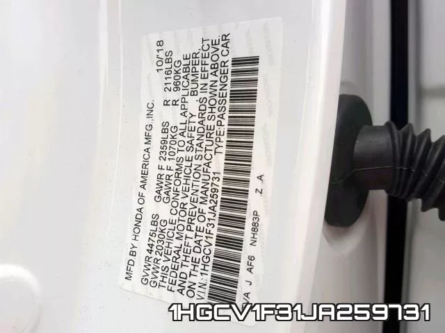 1HGCV1F31JA259731 фото 2