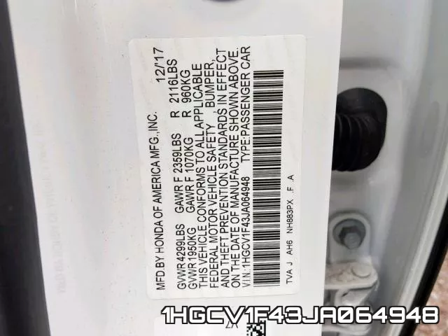 1HGCV1F43JA064948 фото 2