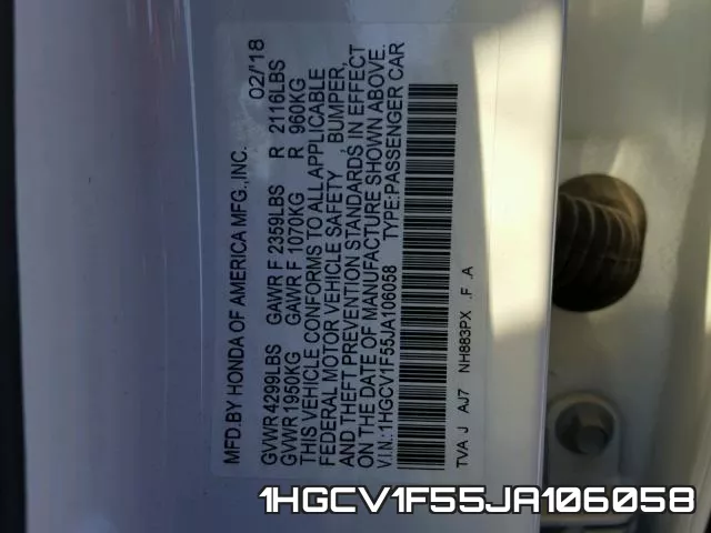 1HGCV1F55JA106058 фото 2