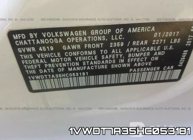 1VWDT7A35HC053181 фото 10