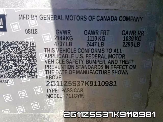 2G11Z5S37K9110981 фото 2