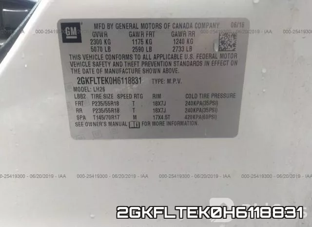 2GKFLTEK0H6118831 фото 10
