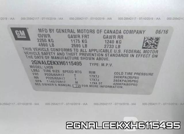2GNALCEKXH6115495 фото 10