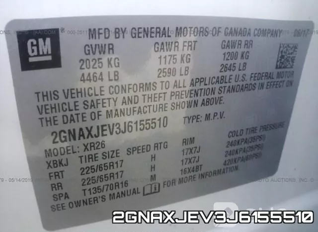 2GNAXJEV3J6155510 фото 10