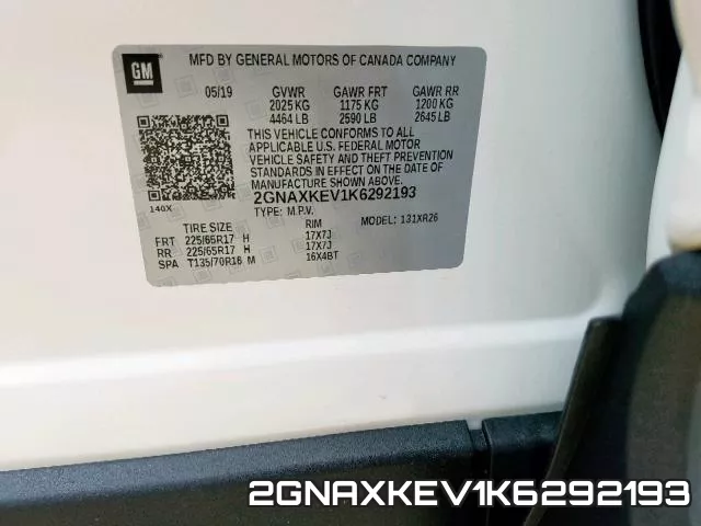 2GNAXKEV1K6292193 фото 2