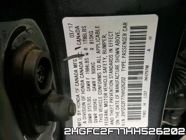 2HGFC2F77HH526202 фото 2