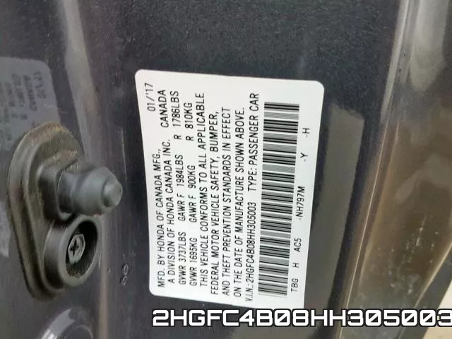 2HGFC4B08HH305003 фото 2