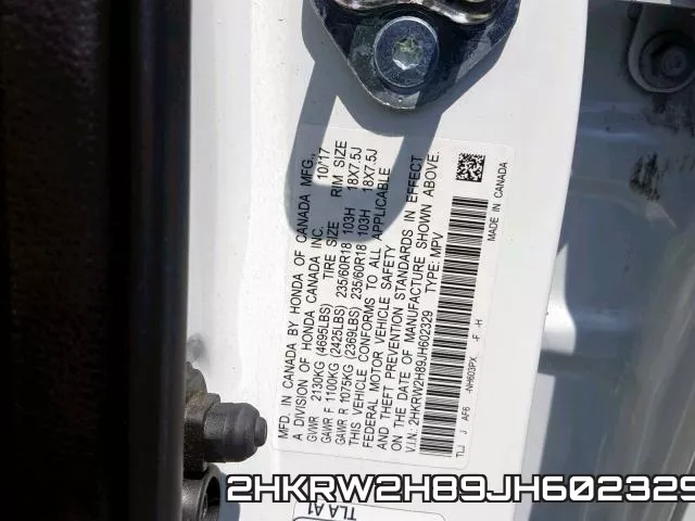 2HKRW2H89JH602329 фото 2