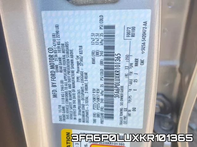 3FA6P0LUXKR101365 фото 2