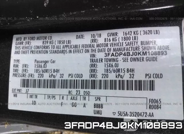 3FADP4BJ0KM108893 фото 10