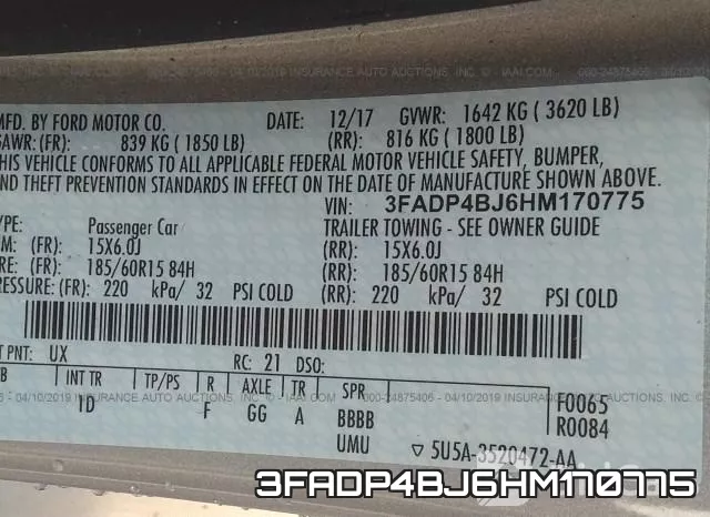 3FADP4BJ6HM170775 фото 10