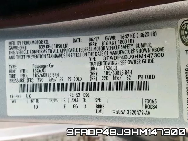 3FADP4BJ9HM147300 фото 2