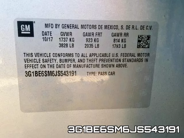 3G1BE6SM6JS543191 фото 2
