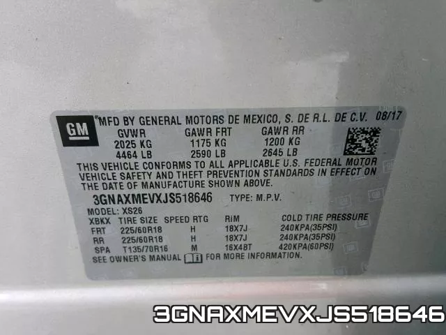 3GNAXMEVXJS518646 фото 2