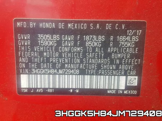 3HGGK5H84JM729408 фото 2