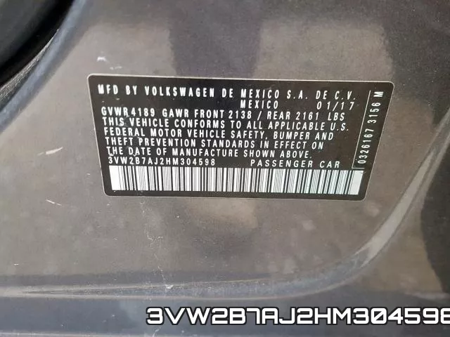 3VW2B7AJ2HM304598 фото 2