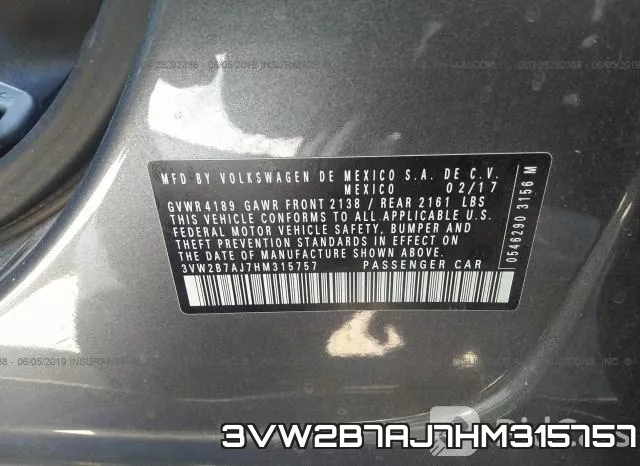 3VW2B7AJ7HM315757 фото 10