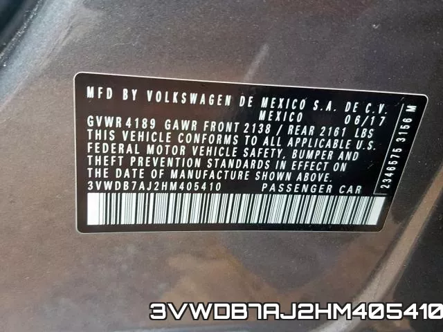 3VWDB7AJ2HM405410 фото 2