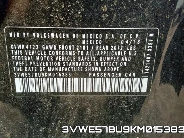 3VWE57BU9KM015383 фото 2
