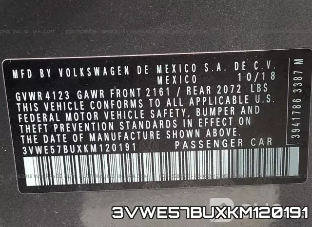 3VWE57BUXKM120191 фото 10