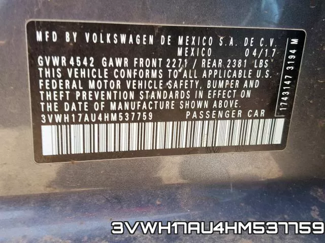 3VWH17AU4HM537759 фото 2