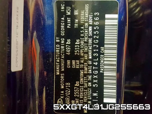5XXGT4L31JG255663 фото 2