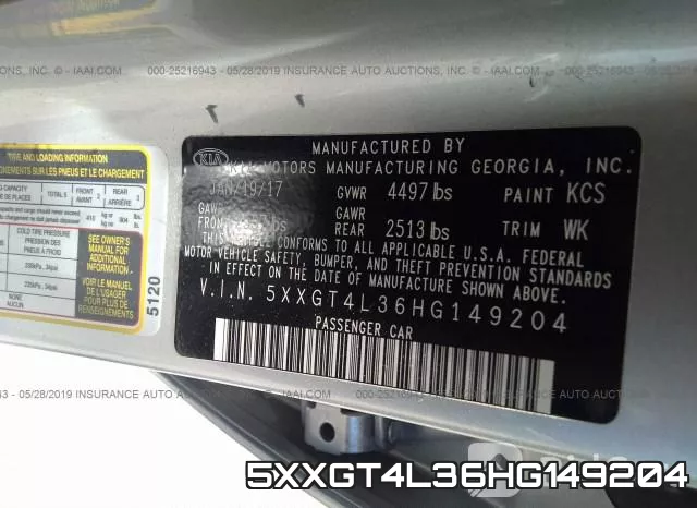 5XXGT4L36HG149204 фото 10