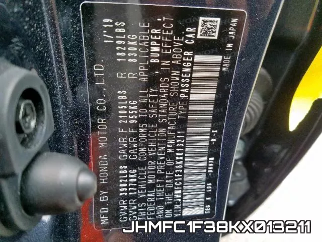 JHMFC1F38KX013211 фото 2