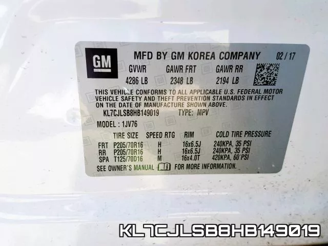 KL7CJLSB8HB149019 фото 2