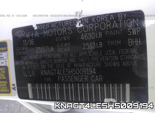 KNAGT4LE5H5009194 фото 10