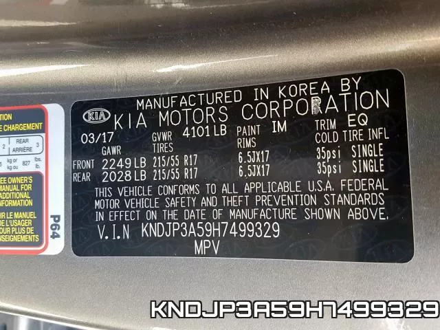 KNDJP3A59H7499329 фото 2