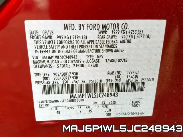 MAJ6P1WL5JC248943 фото 2