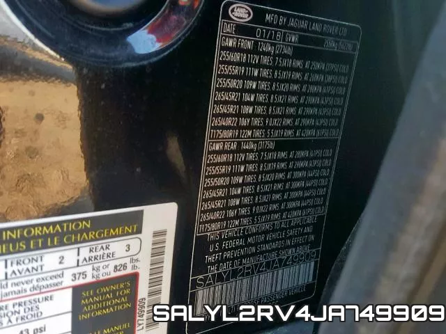 SALYL2RV4JA749909 фото 2