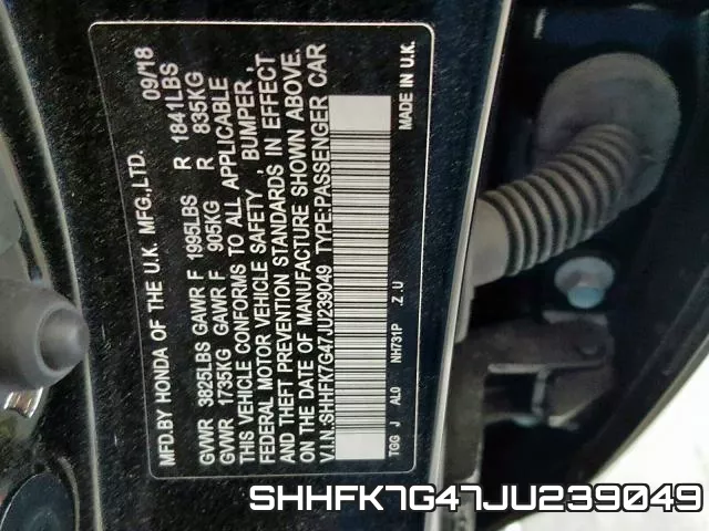 SHHFK7G47JU239049 фото 2