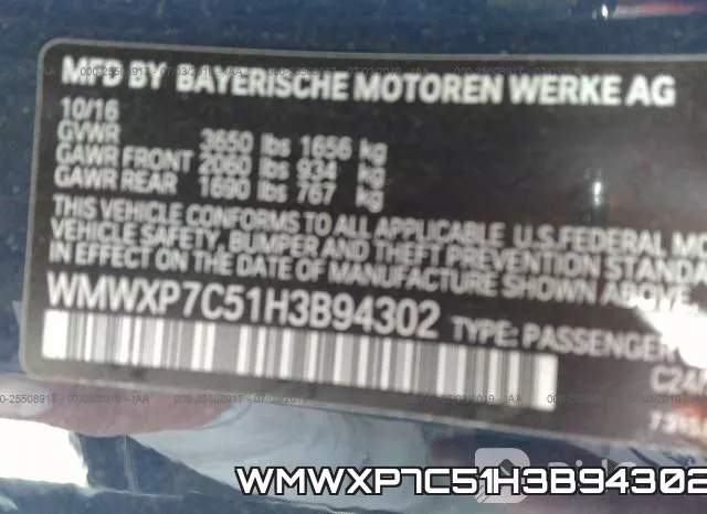 WMWXP7C51H3B94302 фото 10