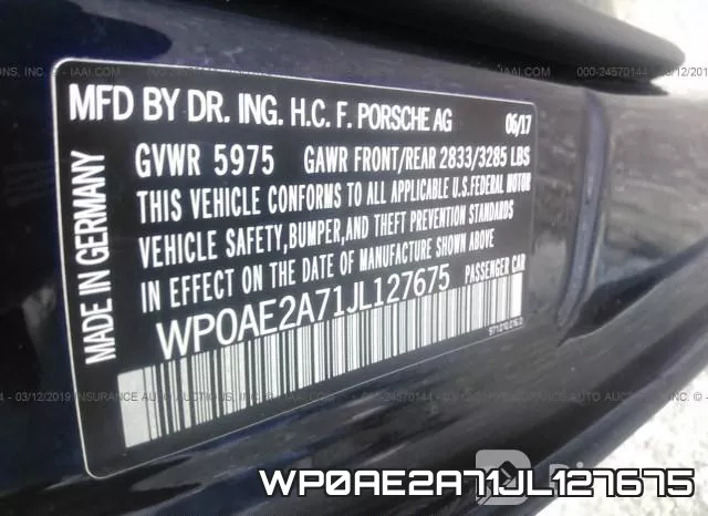 WP0AE2A71JL127675 фото 10
